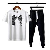 Premium Micro Men’s Tracksuit Angel Print – Comfortable Sportswear | Gym & Workout Suit - Black Extra Large