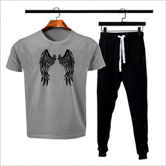 Premium Micro Men’s Tracksuit Angel Print – Comfortable Sportswear | Gym & Workout Suit - Black Extra Large