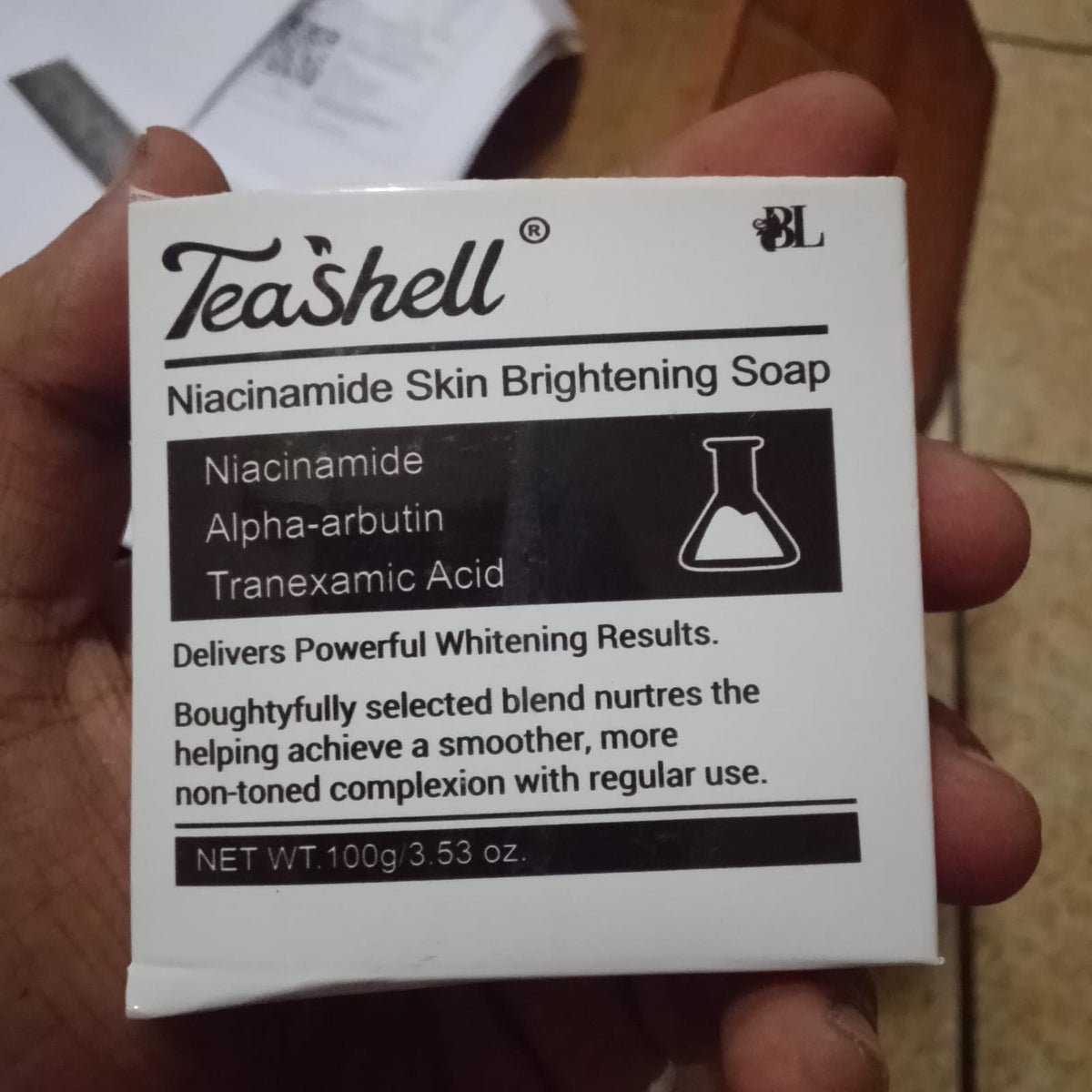 Teashell Niacinamide Skin Brightening Soap - Cleansing Bar Formulated For Daily Skincare Routine And Bright Complexion - 100g