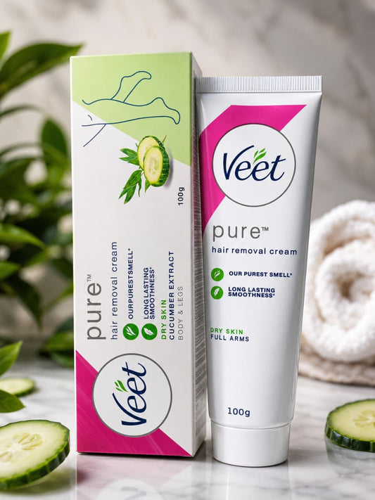Veet Pure Hair Removal Cream For Dry Skin 100g Is Specially Formulated To Provide Gentle And Effective Hair Removal